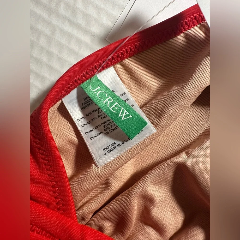 J Crew Bikini Halter Top Tie Back Size XS‎ Red Bright Cerise Swimsuit Beach Swim